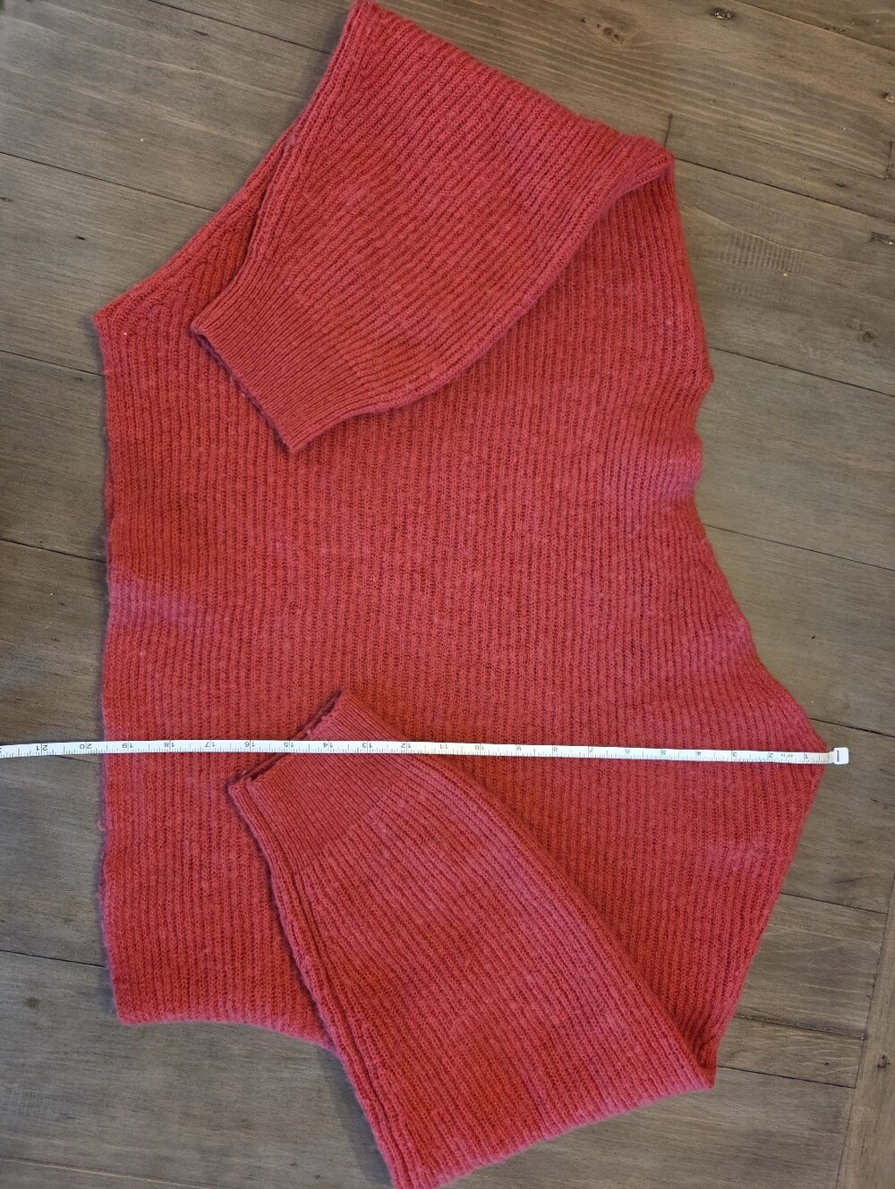 Free People Red Asymmetrical Off-The-Shoulder Knit Sweater - Picture 8 of 12
